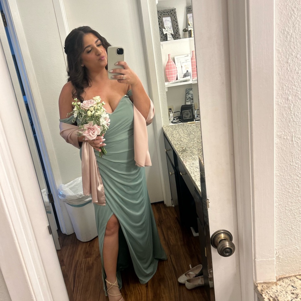 Azazie Sage/Matcha colored Bridesmaid Dress Size 16
